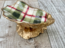Load image into Gallery viewer, Holiday Plaid Stacked Oyster Shell Trinket Dish