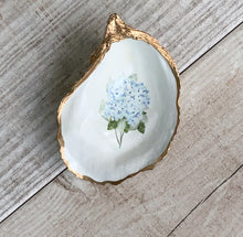 Load image into Gallery viewer, WS Oyster Shell Trinket Dish Blue Hydrangea