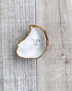 “We Do” Gold Oyster Shell Ring Dish